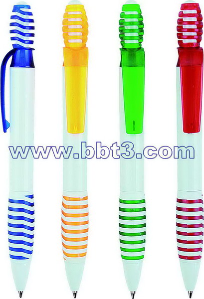 Promotional plastic click ballpen with colorful trims