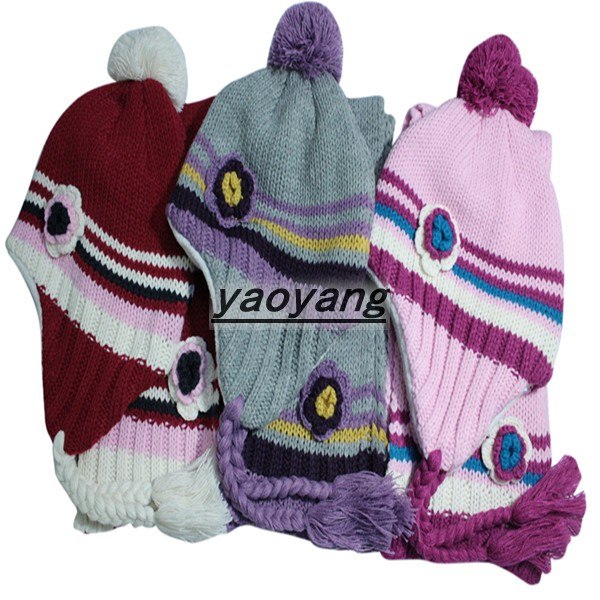 beautiful style and high quality girls acrylic knitted hats