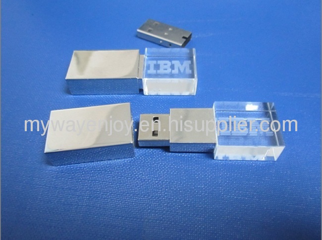 3D laser logo crystal usb flash drive for promotional gifts