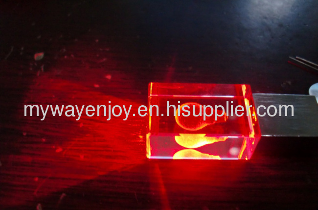 3D laser logo crystal usb flash drive for promotional gifts