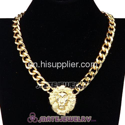 Wholesale Gold Plated Lion Head Chunky Chain Pendant Necklace