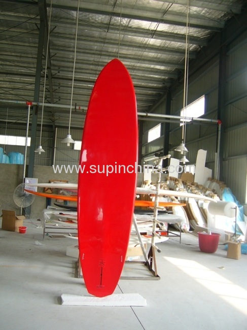 Bamboo sup board with red color design
