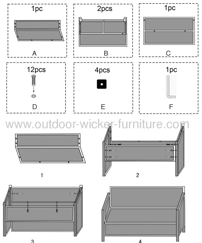 Assemble patio wicker sofa sets
