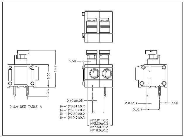 buy PCB Spring Terminal Block - high quality Manufacturers pitch 3.5/3.81/5.0mm