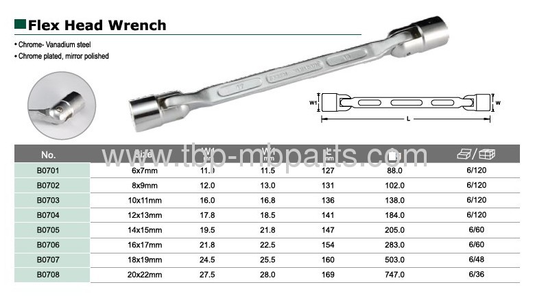 Flex head wrench German type