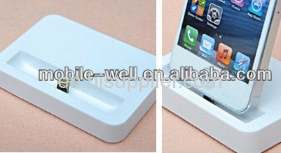 White Data Sync Charger Station 8 Pin Docking Cradle for Apple iPhone5 5G 