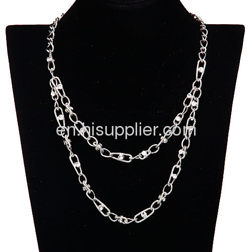 Wholesale Costume Dainty Double Layered Crystal Chain Necklace China