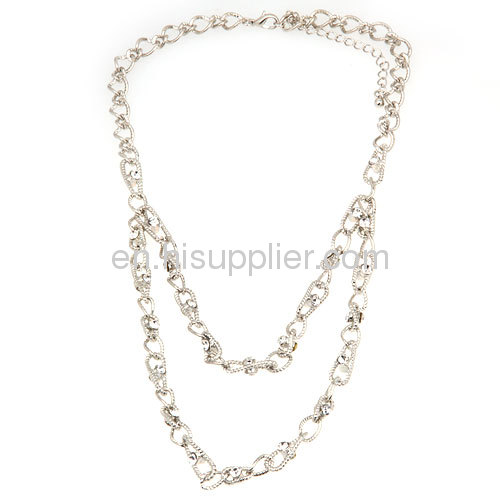 Wholesale Costume Dainty Double Layered Crystal Chain Necklace China