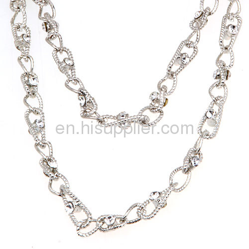 Wholesale Costume Dainty Double Layered Crystal Chain Necklace China