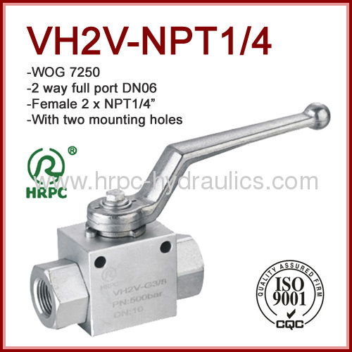NPT female thread 2 way high pressure full port ball valve WOG7250
