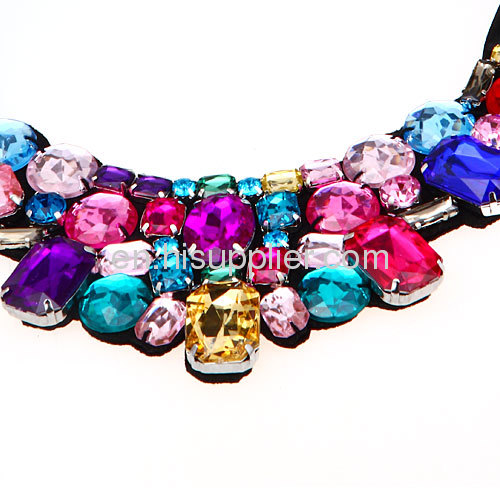 Wholeslae Rhinestone Crystal Jewellery Big Colorful Gemstone Collar Necklace