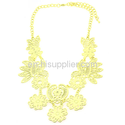Chinese Yellow Costume Jewelry Vintage Designer Flower Bib Necklace Sale