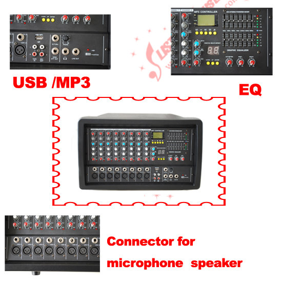 Professional Multifunctional 8 Channel Portable Power Mixer 