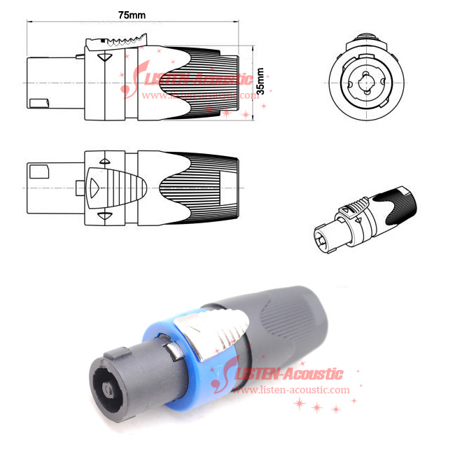 4 Pole Speakon Connector CE Series Speakon like Neutrik NL4FX