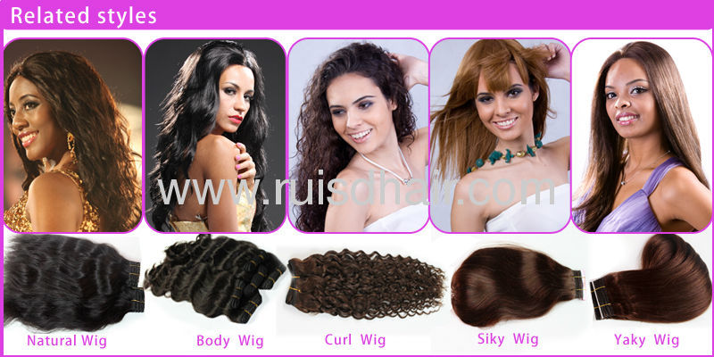 Manchine made 100%remy hair weft