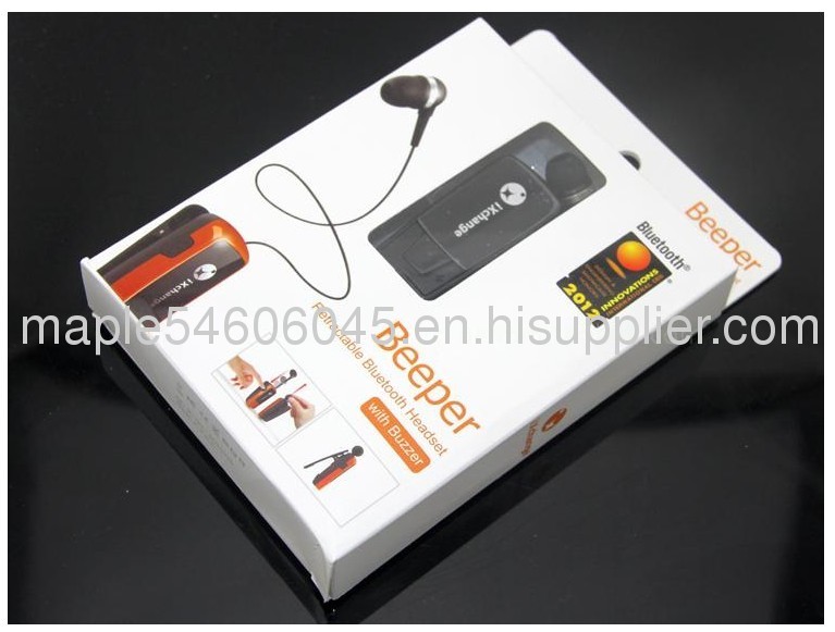 2013 hot sell retractable Bluetooth headset for iPhone