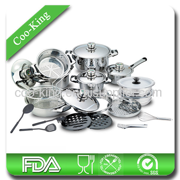 Wide Edge Steel Lid 21Pcs Stainless Steel Pot