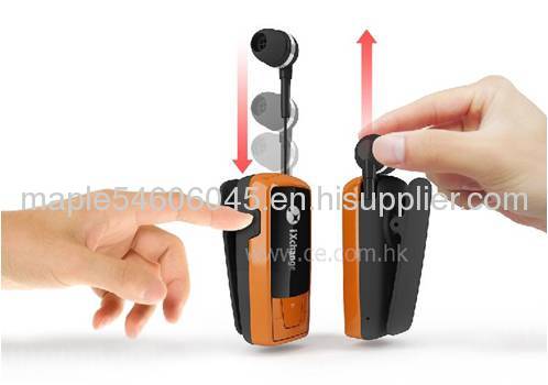 Incoming call alert and Anti-lost function retractable Bluetooth headset for iPhone4/4S/5