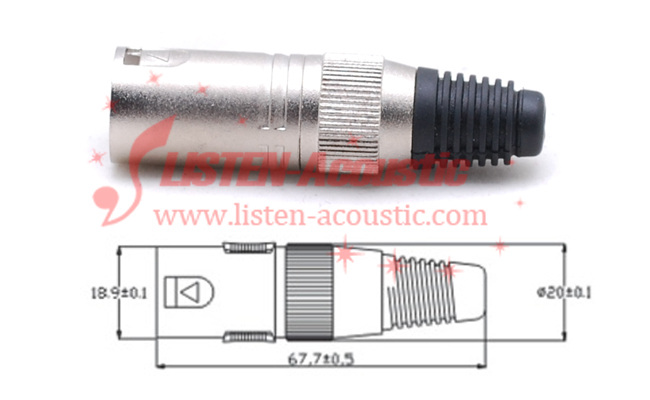 XLR male microphone audio connectors