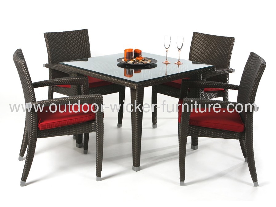 Outdoor wicker dining sets square table with chairs