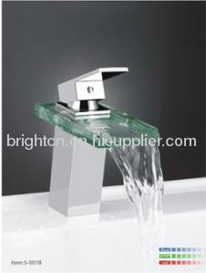 LED glass waterfall faucet