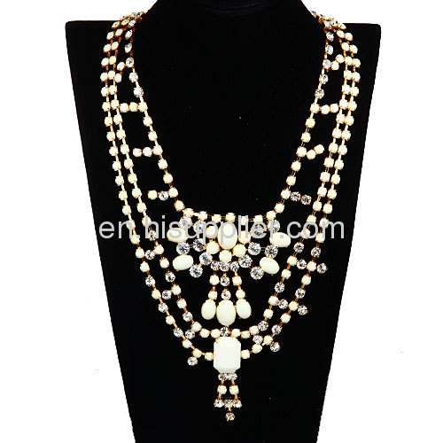 Wholesale Resin Rhinestone Crystal Statement Collar Bib Necklace