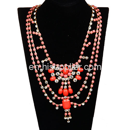 Wholesale Resin Rhinestone Crystal Statement Collar Bib Necklace