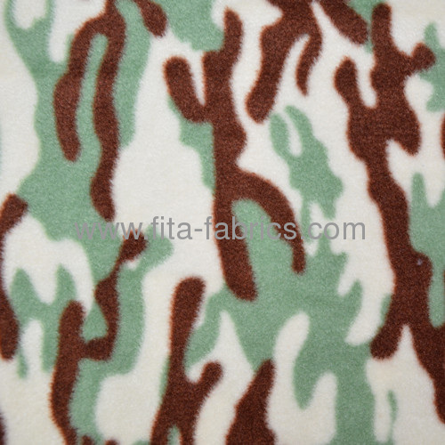 Camouflage printed polar fleece fabric