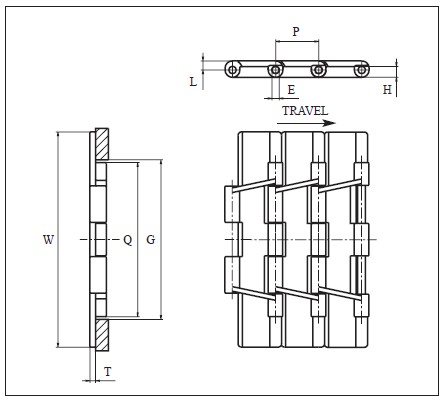 Slat top double hinge conveyor belt(821-K1000)