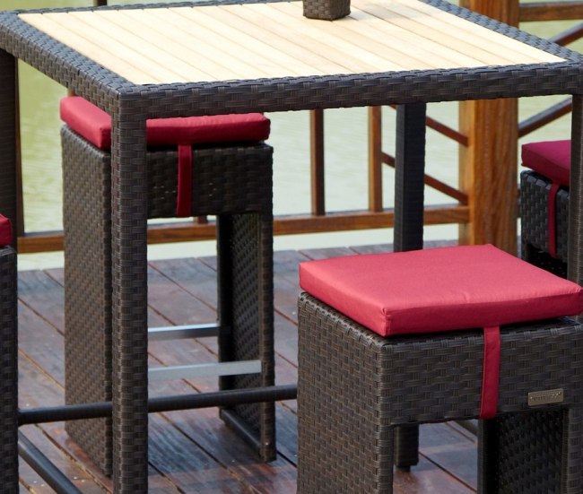 Outdoor wicker bar set table with chairs