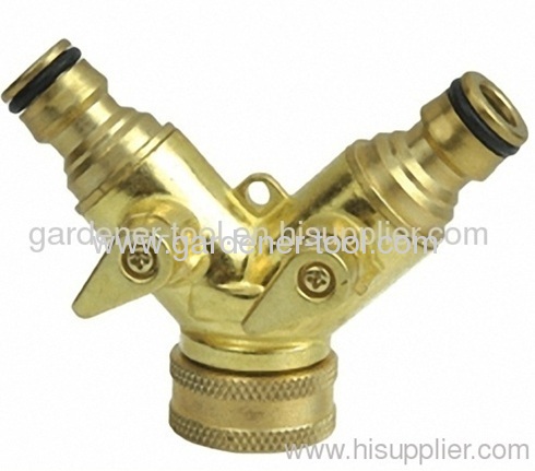 twin tap connector with valve for Split one water faucet to two water outlet