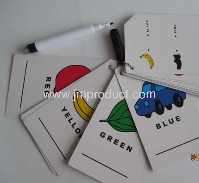 Children education flash cards with marker