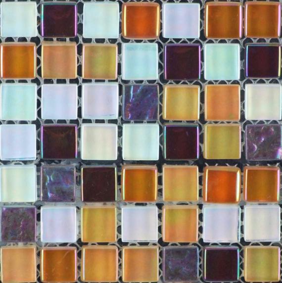 Colorful Waterproofing glass mosaic tile 15x15