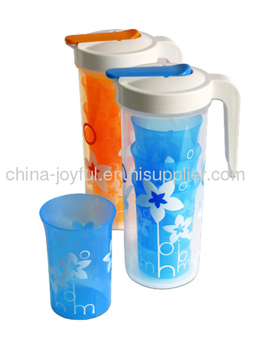 Plastic Pitcher Set with Flower Pattern Printing