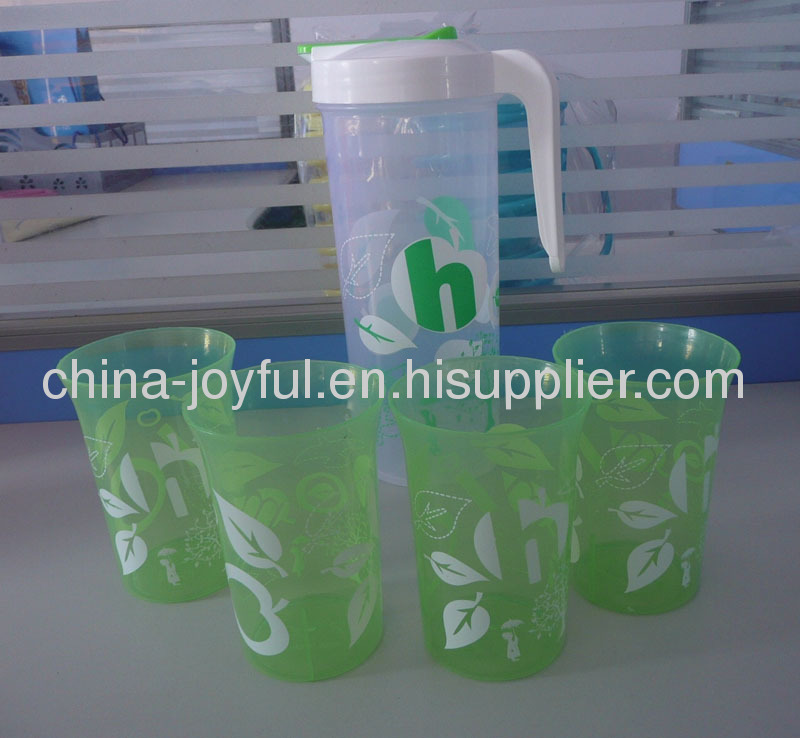 Plastic Pitcher Set with Flower Pattern Printing