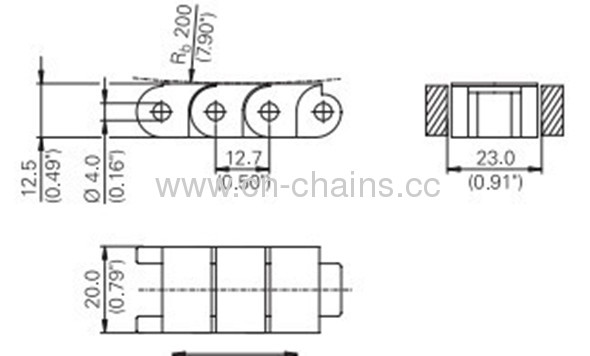 Case Chain 40P (Straight) Small straight running plastic chain with closed top plate