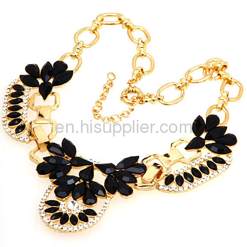 2013 Fashion Gold And Black Flower Choker Collar Bijouterie Wholesale