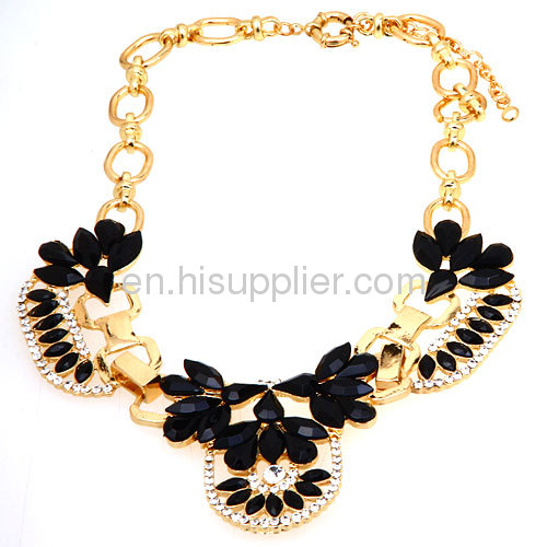 2013 Fashion Gold And Black Flower Choker Collar Necklace Bijouterie Wholesale