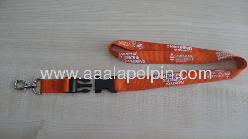20mm Orange Polyester ribbed lanyard with Swivel hook and buckle release