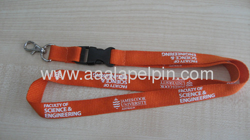 20mm Orange Polyester ribbed lanyard with Swivel hook and buckle release