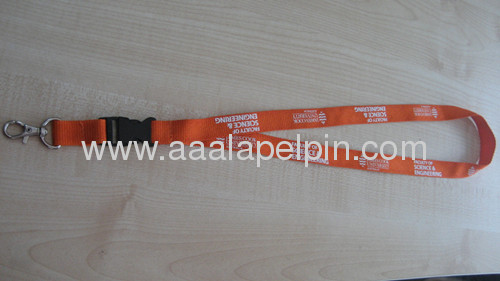 20mm Orange Polyester ribbed lanyard with Swivel hook and buckle release