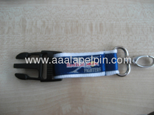  2.5cm polyester satin ribbon lanyard with standard buckle and swivel hook