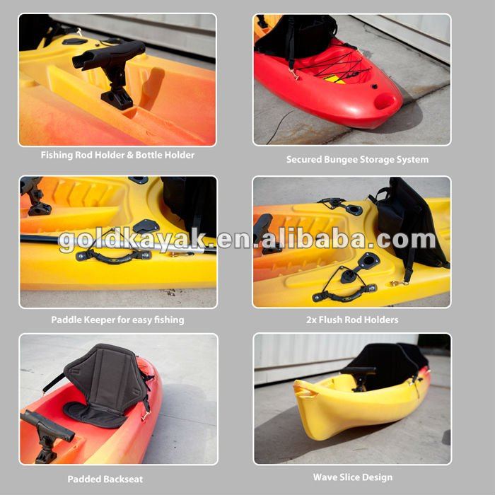 new PE material single sit on top kayak mixed color