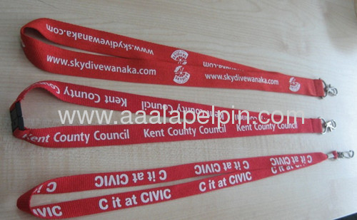 red lanyards imprint white polyester ribbed lanyards