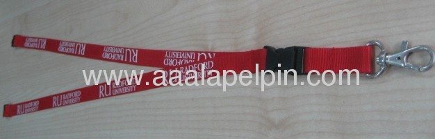 Red nylon lanyards with safety clip,Buckle release and metal hook