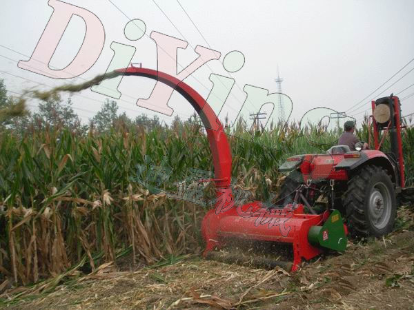 Tractor mounted Silage harvester in farm