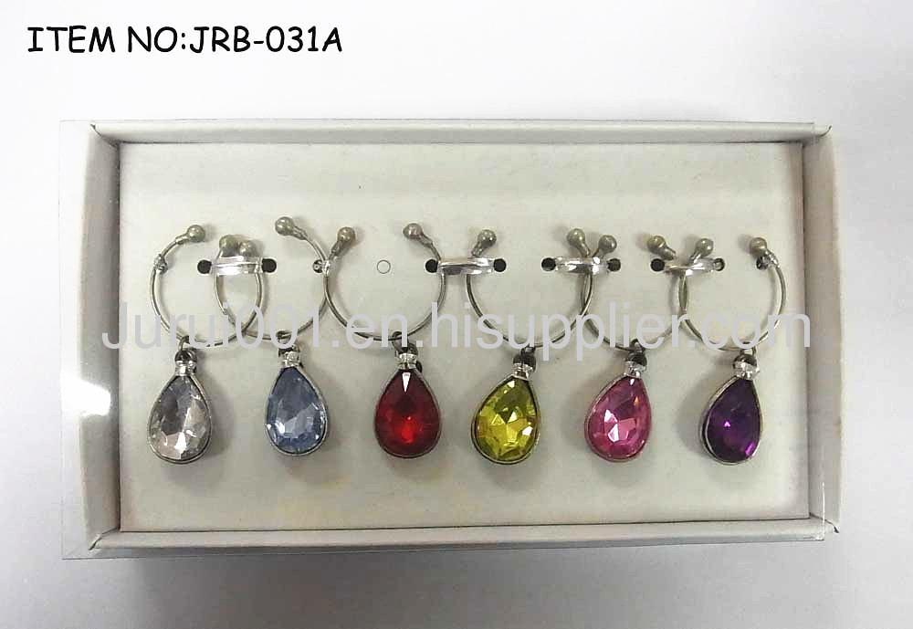 Metal wine charm with crystals