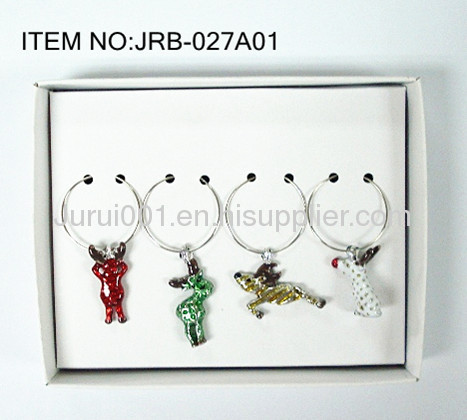 Metal wine charm with colorful charms