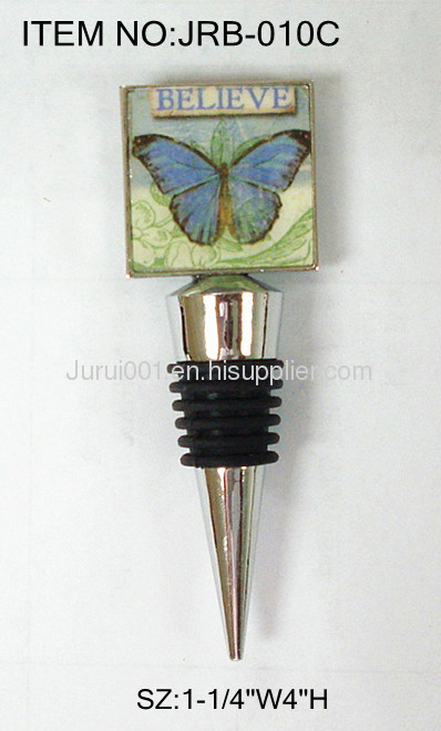 Metal bottle stopper with silver plating