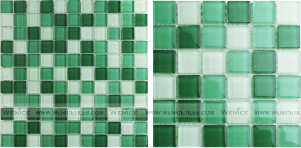 Green mixed white glass mosaic